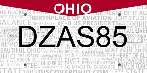 DZAS85 Ohio License Plate
