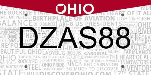 DZAS88 Ohio License Plate