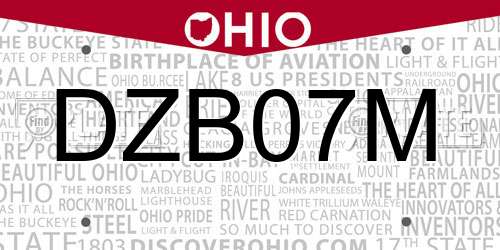 DZB07M Ohio License Plate