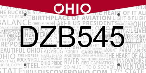 DZB545 Ohio License Plate