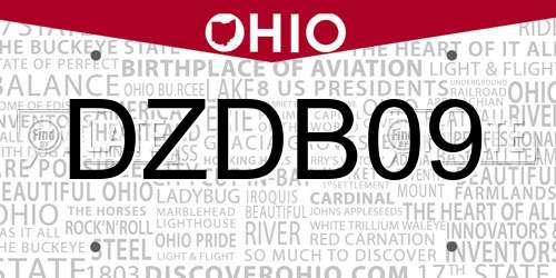 DZDB09 Ohio License Plate