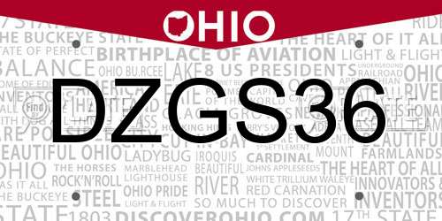 DZGS36 Ohio License Plate