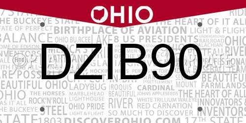 DZIB90 Ohio License Plate