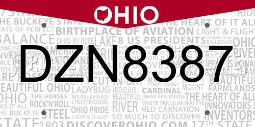 DZN8387 Ohio License Plate