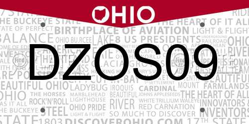 DZOS09 Ohio License Plate
