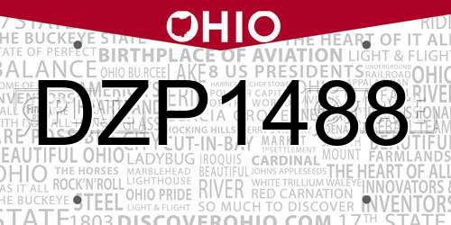 DZP1488 Ohio License Plate