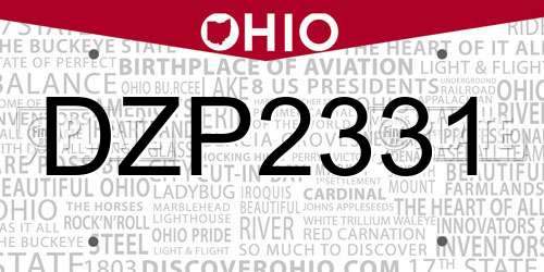 DZP2331 Ohio License Plate