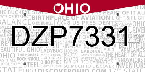 DZP7331 Ohio License Plate