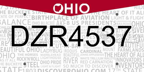 DZR4537 Ohio License Plate