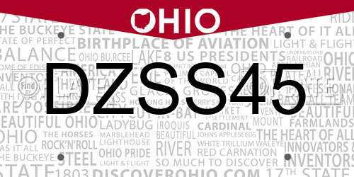 DZSS45 Ohio License Plate