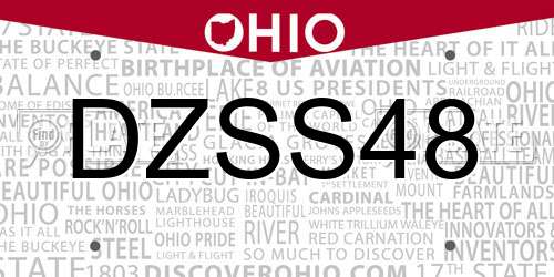 DZSS48 Ohio License Plate