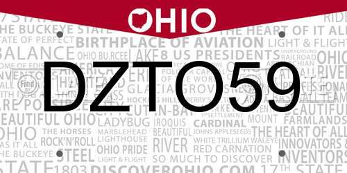 DZTO59 Ohio License Plate