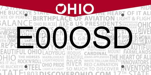 E00OSD Ohio License Plate