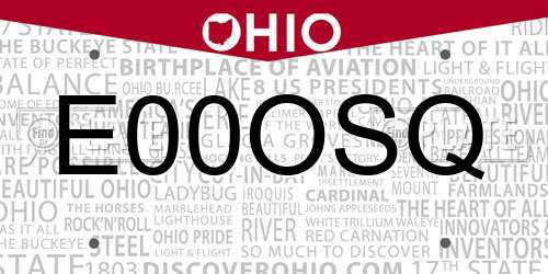 E00OSQ Ohio License Plate