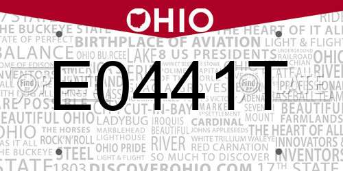 E0441T Ohio License Plate