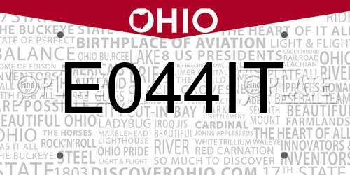 E044IT Ohio License Plate