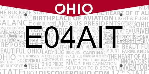 E04AIT Ohio License Plate