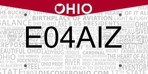 E04AIZ Ohio License Plate