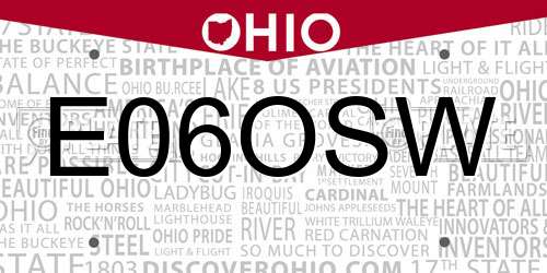 E06OSW Ohio License Plate
