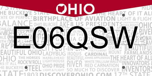 E06QSW Ohio License Plate