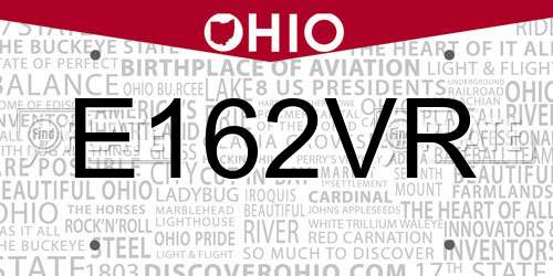 E162VR Ohio License Plate