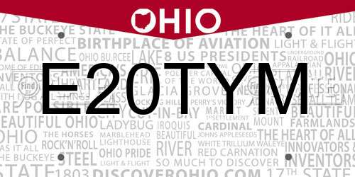 E20TYM Ohio License Plate