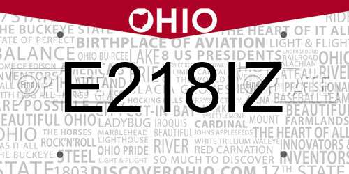 E218IZ Ohio License Plate