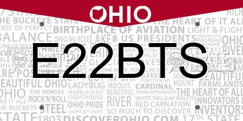 E22BTS Ohio License Plate