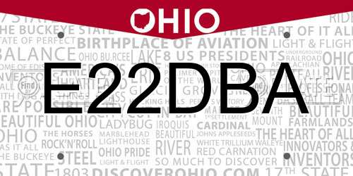 E22DBA Ohio License Plate