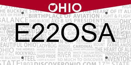 E22OSA Ohio License Plate