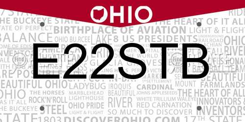 E22STB Ohio License Plate