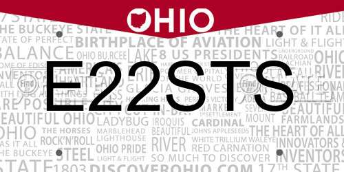 E22STS Ohio License Plate
