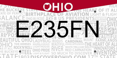 E235FN Ohio License Plate