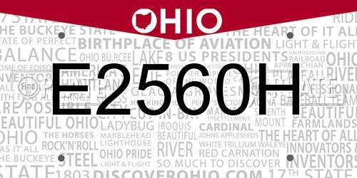 E2560H Ohio License Plate