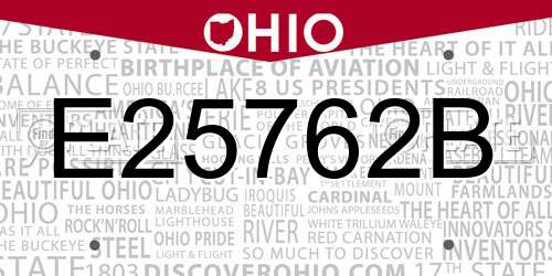 E25762B Ohio License Plate