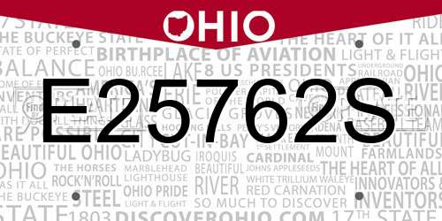E25762S Ohio License Plate