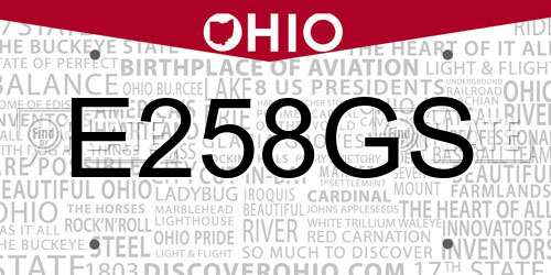 E258GS Ohio License Plate
