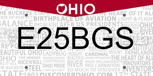 E25BGS Ohio License Plate