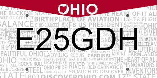 E25GDH Ohio License Plate