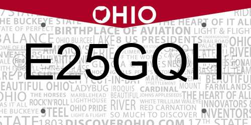 E25GQH Ohio License Plate