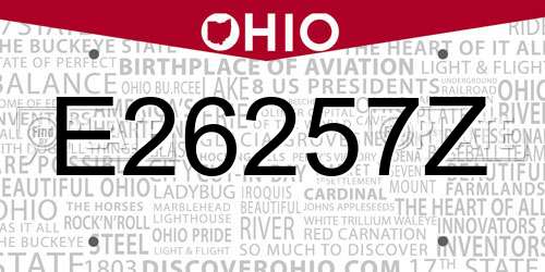 E26257Z Ohio License Plate