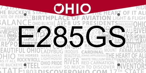 E285GS Ohio License Plate