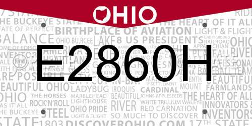 E2860H Ohio License Plate