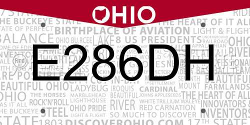 E286DH Ohio License Plate