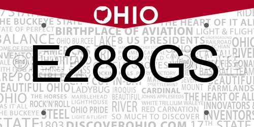 E288GS Ohio License Plate