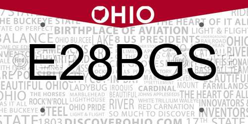 E28BGS Ohio License Plate