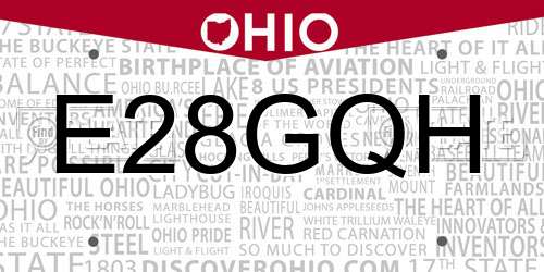 E28GQH Ohio License Plate