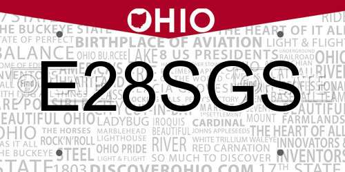 E28SGS Ohio License Plate