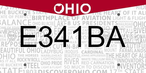 E341BA Ohio License Plate