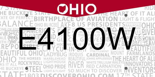 E4100W Ohio License Plate